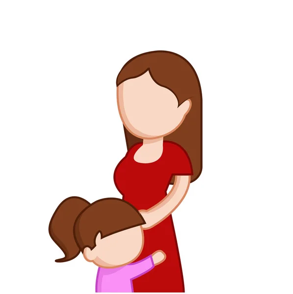 Hija pequeña abrazando a su mamá — Vector de stock