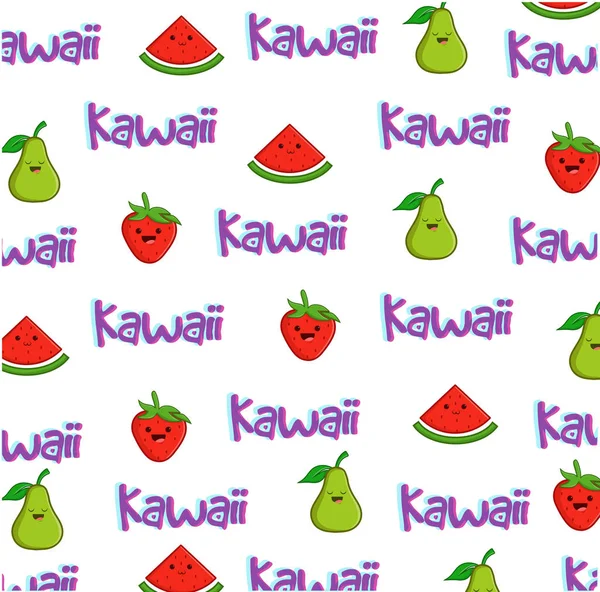 Lächelnde Kawaii-Früchte mit großem Mund lizenzfreie Stockvektoren