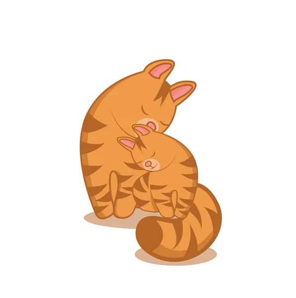 Two cats in love hug doodle icon. Cute pets - Stock