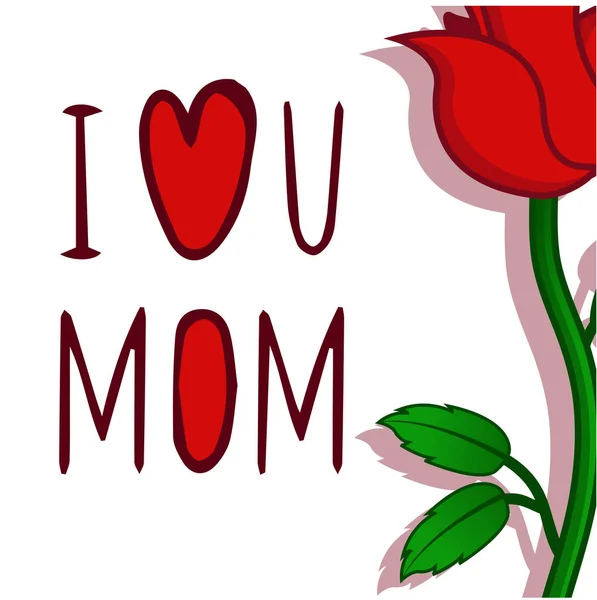 Κόκκινο τριαντάφυλλο αγαπώ τη μαμά μου — Διανυσματικό Αρχείο