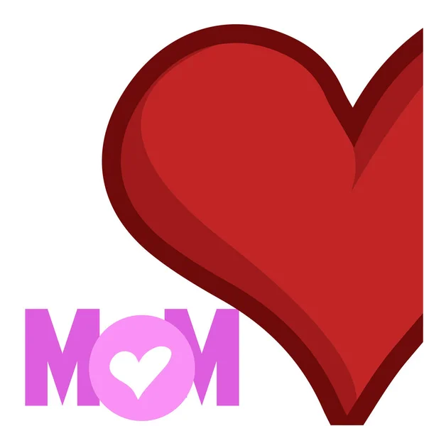 Corazón rojo me encanta mamá — Vector de stock