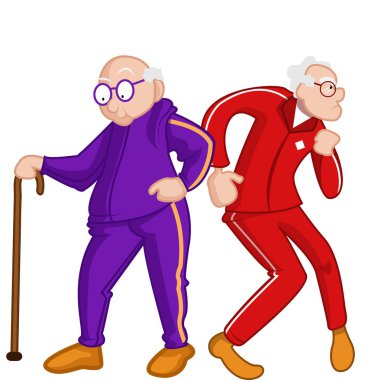 Sweatshirt yürüyen yaşlı yetişkinler