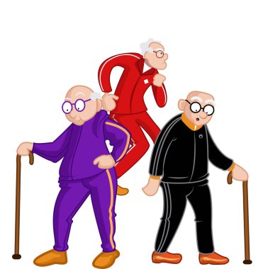 Sweatshirt yürüyen yaşlı yetişkinler