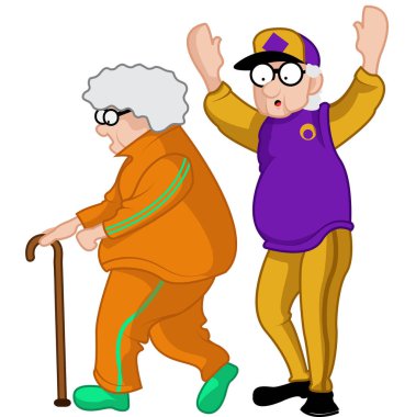 Sweatshirt yürüyen yaşlı yetişkinler