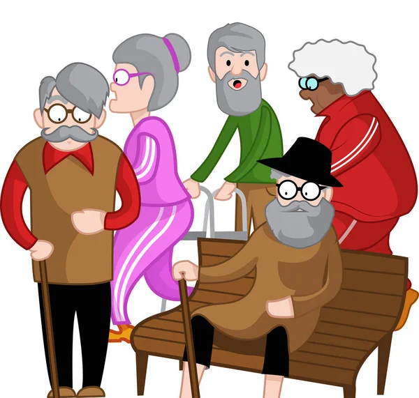 Starsza osoba dorosła siedzi na ławce — Wektor stockowy