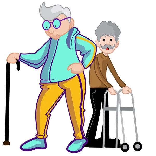Seniorer Adult Walking i Sweatshirt — Stock vektor