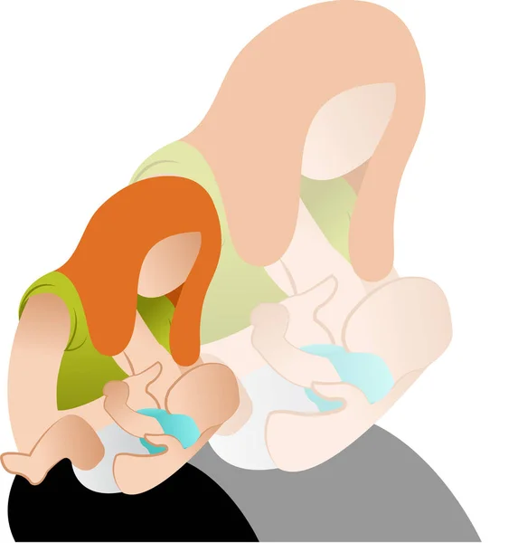 Woman breastfeeding her son in her arms — Stock Vector