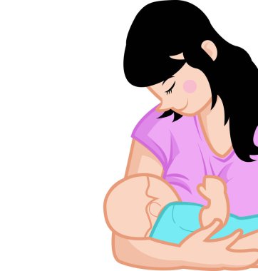 woman breastfeeding her son in her arms clipart