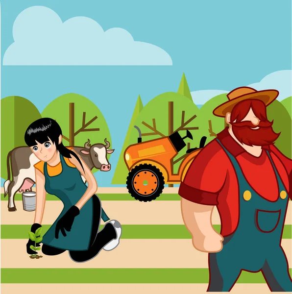 Agriculture et animaux à la ferme — Image vectorielle