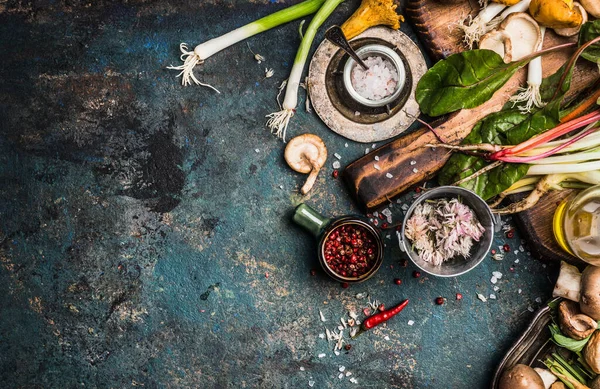 Condimento Fresco Ingredientes Vegetarianos Cocina Orgánica Para Una Cocina Sabrosa —  Fotos de Stock