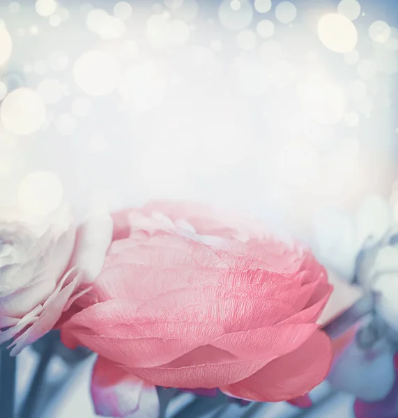 Piękne Kwiatowe Tło Bokeh Pastelowym Kolorze Bliska Kwiaty — Zdjęcie stockowe