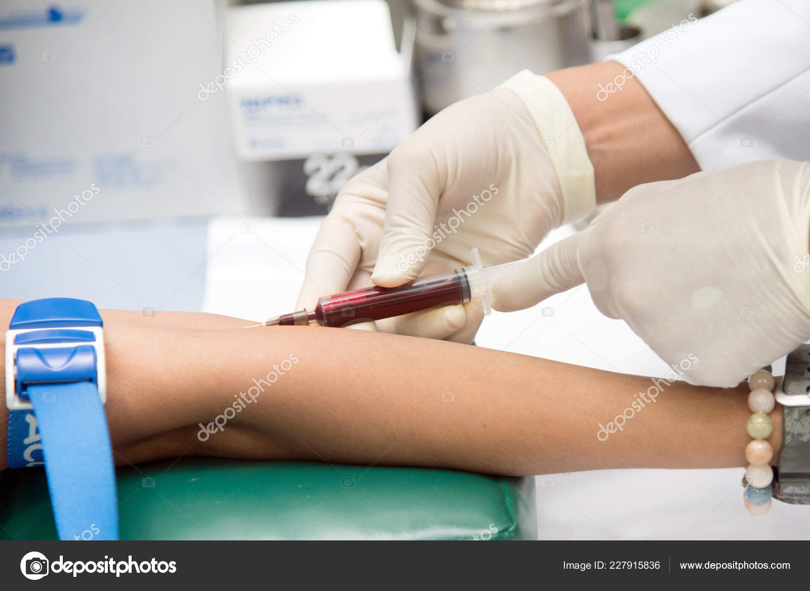 Blood Sample Vein Nurse Taking Real Blood Samples Analysis Vein — Stock Photo © ipeema 227915836