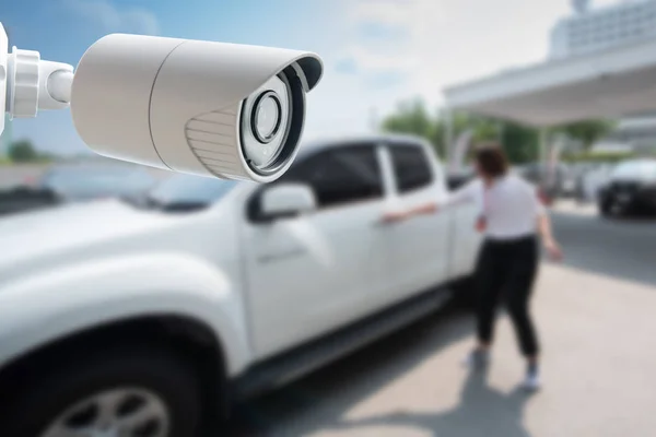 Câmera Segurança Cctv Proteger Conceito Seu Carro — Fotografia de Stock