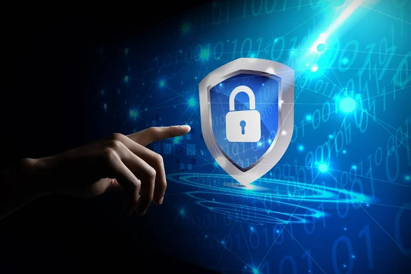 Koncepcja bezpieczeństwa Cyberbezpieczeństwo cyfrowe, Ochrona ekranu globalnej sieci — Zdjęcie stockowe