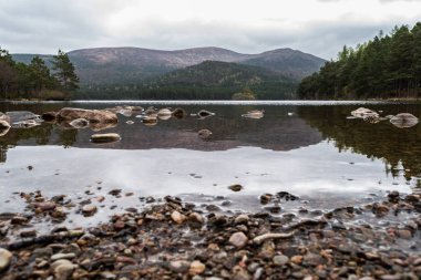 Loch Aviemore manzara resimlerini rahatlatıcı bir sahneyi ya da saf hava almak için yürüyüş yakınındaki bir Eilein