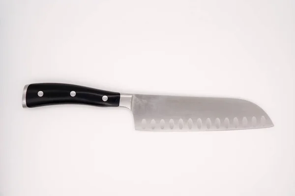 고립 된 8 인치 요리사 부엌흰색 배경에 칼을 날카롭게 — 스톡 사진