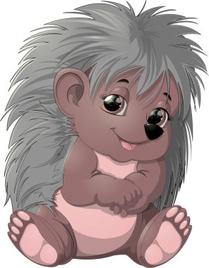 Sevimli çizgi stili kirpi