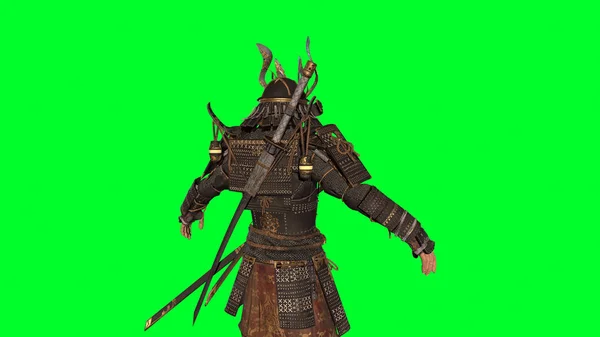 O modelo 3D Samurai Warrior render — Fotografia de Stock