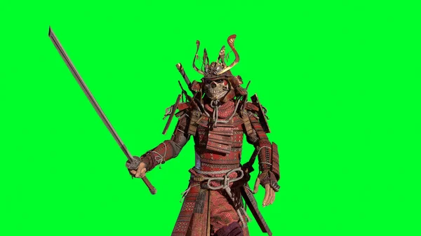 O modelo 3D Samurai Warrior render — Fotografia de Stock