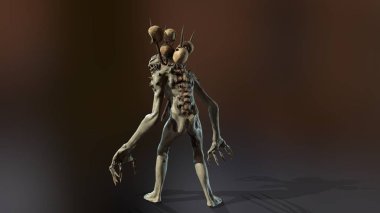 Nükleer Post-Apocalypse mutant 3D render