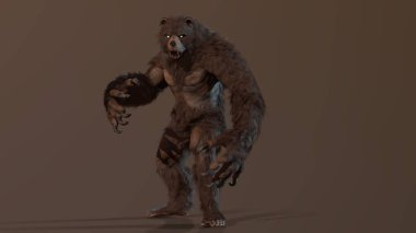 ayı 3d render görüntü vardı