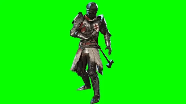 Cavaleiro Espadachim em armadura completa, renderização 3D — Fotografia de Stock