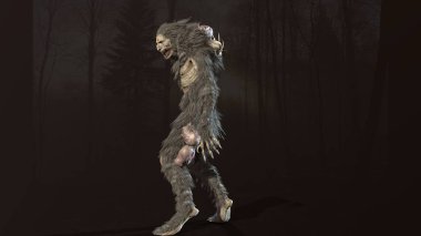 Wendigo mitolojik canavar 3D görüntüleme