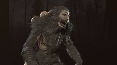 Wendigo mitolojik canavar 3D görüntüleme