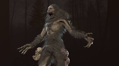 Wendigo mitolojik canavar 3D görüntüleme