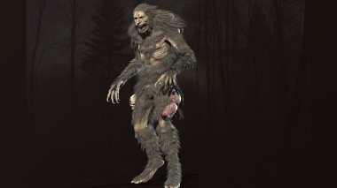 Wendigo mitolojik canavar 3D görüntüleme