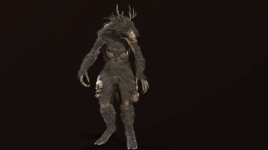 Wendigo mitolojik canavar 3D görüntüleme