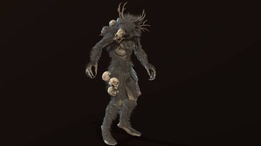 Wendigo mitolojik canavar 3D görüntüleme