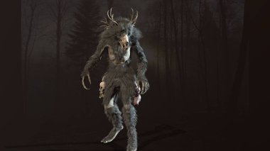 Wendigo mitolojik canavar 3D görüntüleme