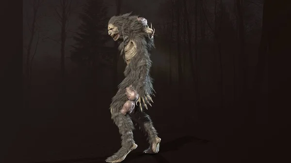 文迪戈神话怪物3D渲染 — 图库照片