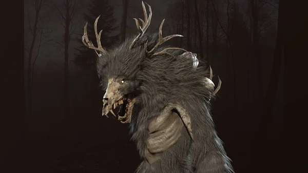 Wendigo mítico monstruo 3d render — Foto de Stock