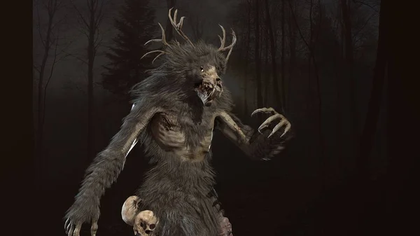 Wendigo mitolojik canavar 3D görüntüleme