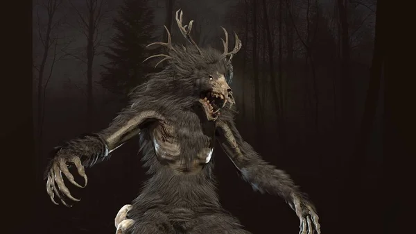 Wendigo mitolojik canavar 3D görüntüleme