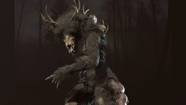 文迪戈神话怪物3D渲染 — 图库照片