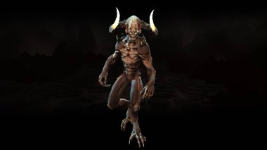 Şeytani mitolojik canavar 3D görüntüleme