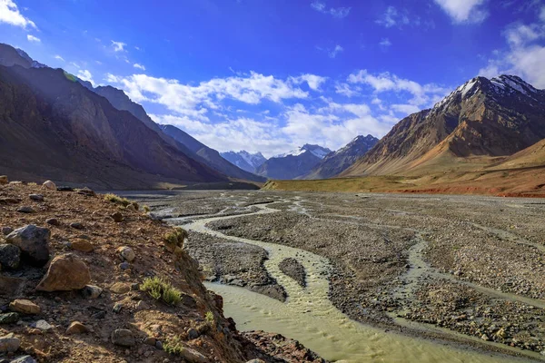 Verschütten Des Gebirgsflusses Zortaschkol Muzkol Gebirgszug Pamir — Stockfoto