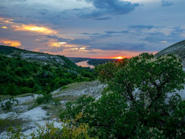 Bloody Orange Sunset Don River Boguchar Região Voronezh Rússia — Fotografia de Stock