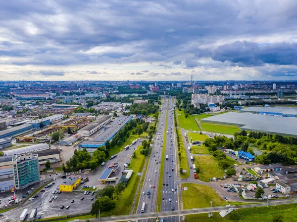 Doğudan Minsk Giriş Minsk Şehrinin Zavodskoy Ilçesinin Manzarası Hava Bulutları — Stok fotoğraf