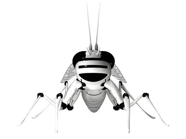 Robot Insekt Robot Cybernetik Mekanisk Fluga Rendering Flygande Robotinsekt Vit — Stockfoto
