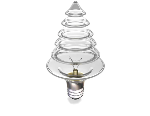 以树的形式表示的灯泡 以白色背景的圣诞树形式对灯泡进行 — 图库照片
