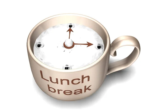 Copa Pausa Para Almorzar Reloj Copa Renderizado — Foto de Stock