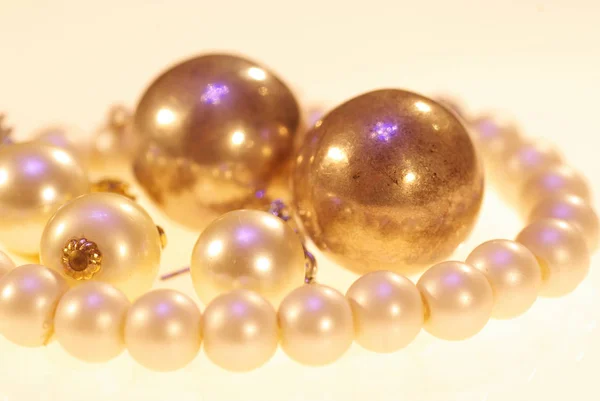 Perly Zlaté Šperky Fotografie Perlové Šperků — Stock fotografie