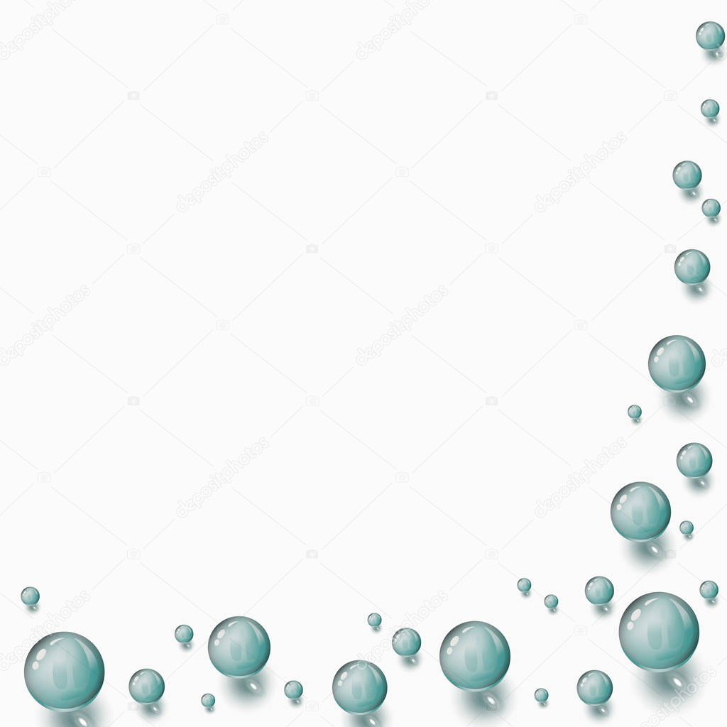 Balloons. Frame of balls. Glass spheres. Vector graphics. Glass beads laid out by an angle