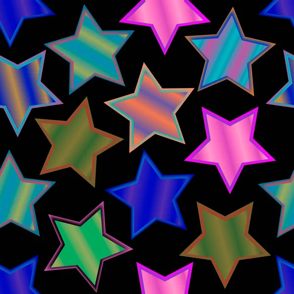 Asteriscos Estrellas Multicolores Patrón Sin Costuras Estrellas Multicolores Gráficos Vectoriales — Vector de stock