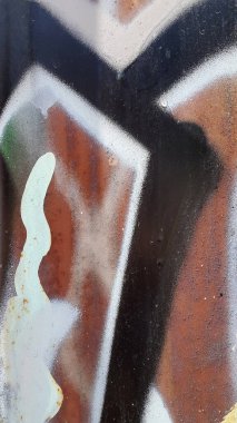 Soyut şekiller çizilmiş. Modern yaratıcılık geçmişi. Graffiti.