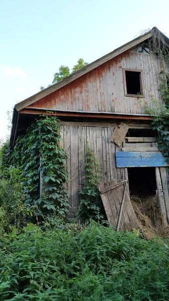 Övergiven Ruin Gammal Traditionell Stil Arkitektur Trä Stuga Stuga — Stockfoto